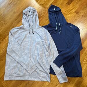 Rhoback Hesi Performance Hoodie LS Shirt Mens Large Lot of 2 Blue Grey Golf